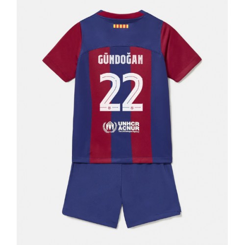 Barcelona Ilkay Gundogan #22 Domaci Dres za djecu 2023-24 Kratak Rukav (+ Kratke hlače)